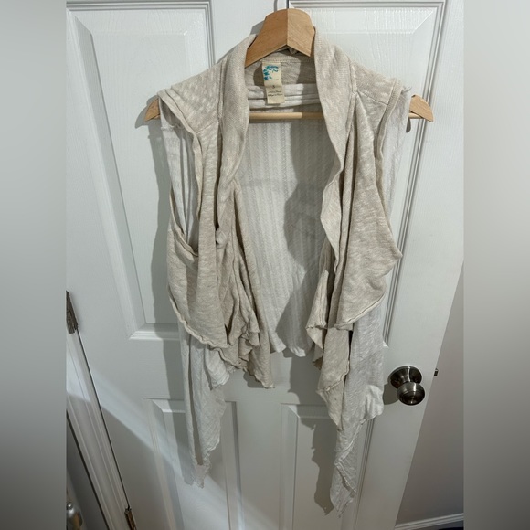 Size S Knit Vest Drapey Beige Boho - Picture 1 of 8